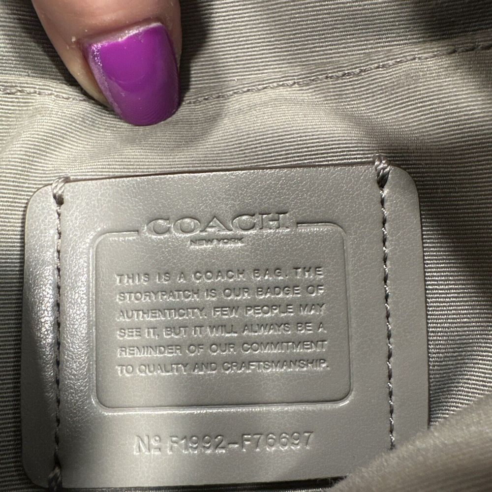 Coach F76697 Jes Colorblock Hobo Heather Gray/Black Pebbled Leather Shoulder Bag - Picture 9 of 12